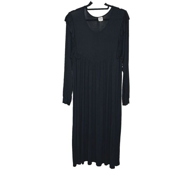 People Of Leisure Midi Dress Black Color Long Sleeves Ruffles Knit Size XL - Picture 1 of 7